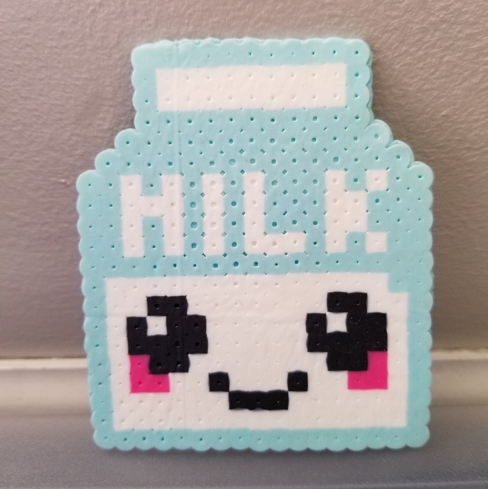 Kandi Cute Milk Carton Perler Bead Charm Art Rave EDM PLUR Kawaii Decora